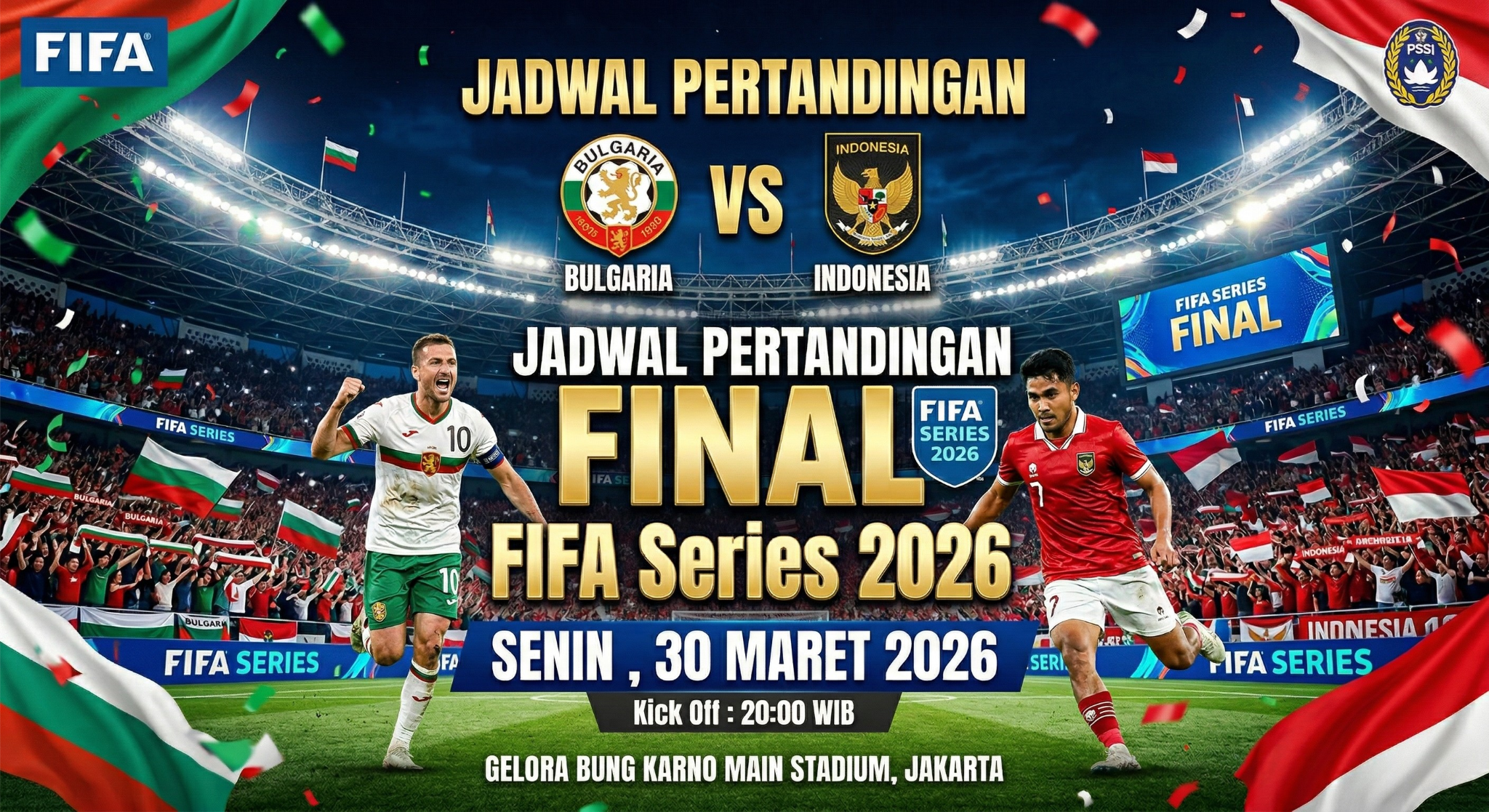 Saksikan Siaran Langsung Final FIFA Series 2026:Bulgaria vs Indonesia