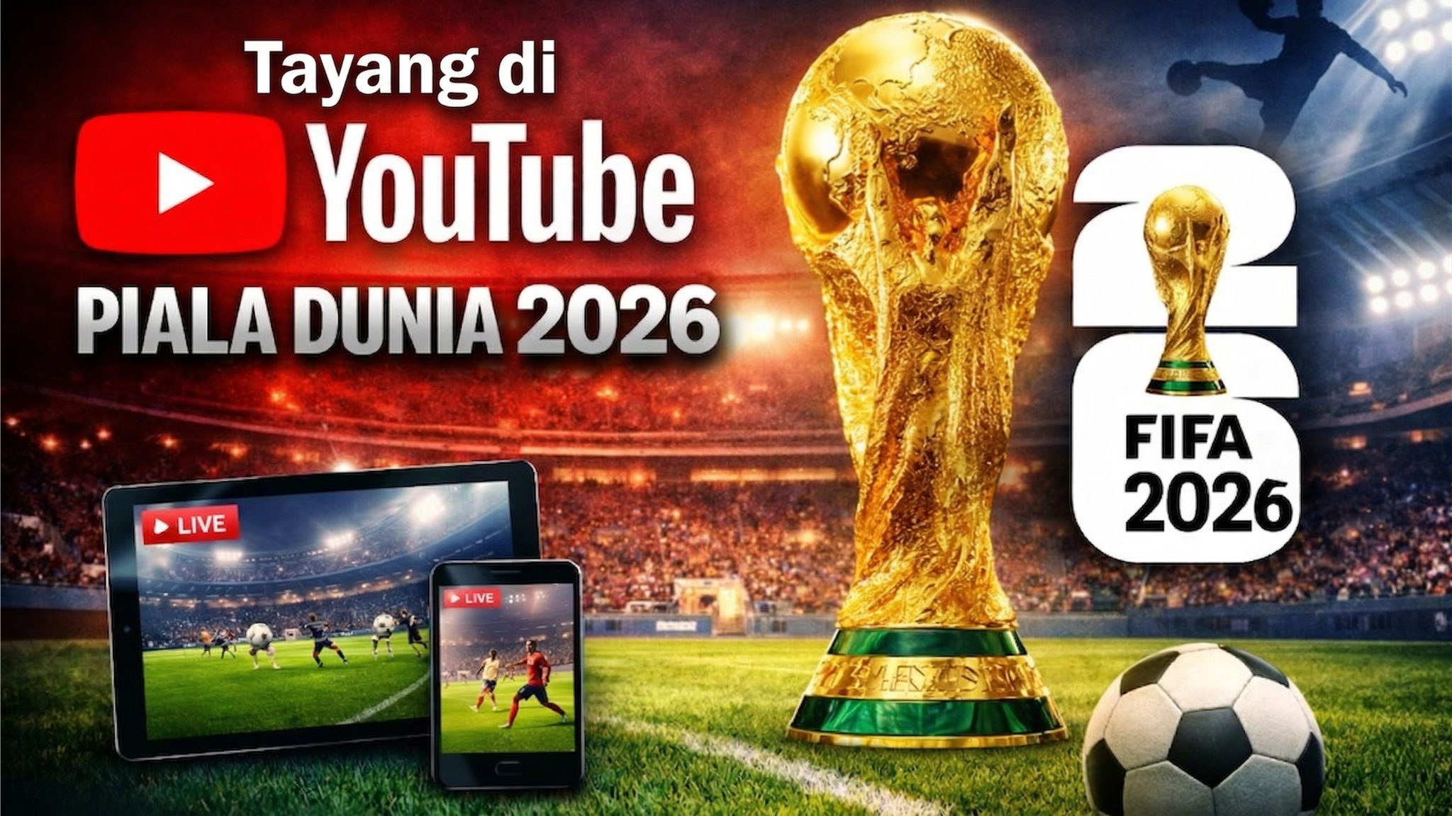 Piala Dunia 2026 Akan Tayang Live di YouTube, Bersaing Dengan TVRI